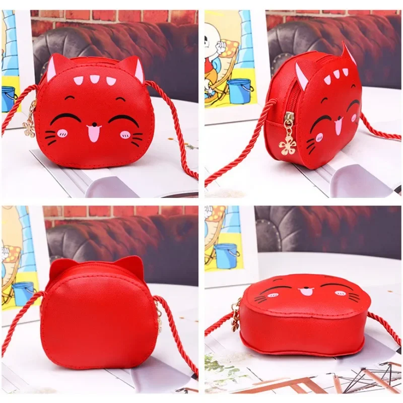 Cute Cartoon Cat Kdis Backpack Messenger Bag Coin Purses Handbags for Boy Girls Mini Shoulder Bag