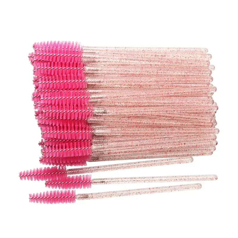 50pcs Disposable Eyelash Brushes Crystal Eye lash Mascara Makeup tools Wands Glitter Lash CombSpoolies Micro Makeup Applicators