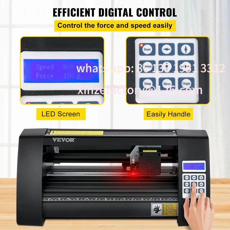 Zdjęcie 4: Konfigurowalny ploter tnący winyl z półautomatycznym sterowaniem, 14 cali (375 mm), drukarka tnąca z papierami, 3 ostrza, wyświetlacz LCD