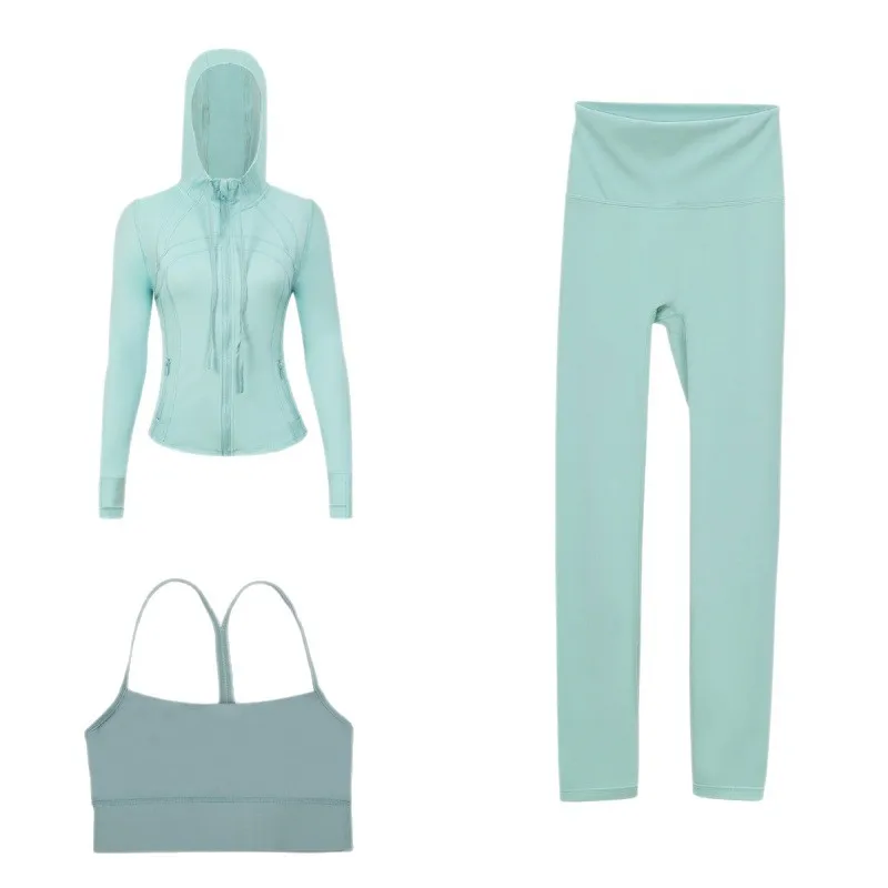 

Комплект для тренировок LULU Luxury из 3 предметов: ультрамягкие леггинсы 9 дюймов, поддерживающий бюстгальтер и худи | Полный комплект для йоги и отдыха для женщин