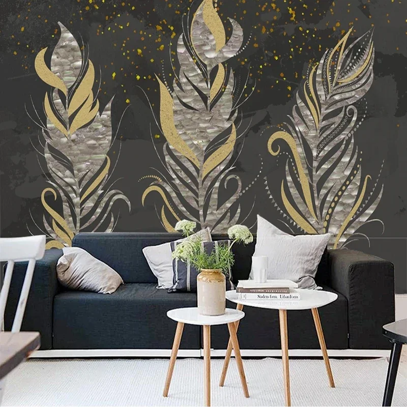 

Custom Mural Wallpaper 3D Simple Fashion Light Luxury Texture Feather Sofa TV Background Wall Papel De Parede Home Décor Tapety