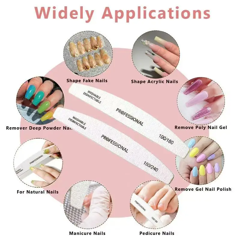 Profesjonalne pilniki do paznokci drewniane 10 szt./partia 100 180 240 pilniki emerytowe do manicure szare łódki dwustronne drewniane pilniki do pedicure