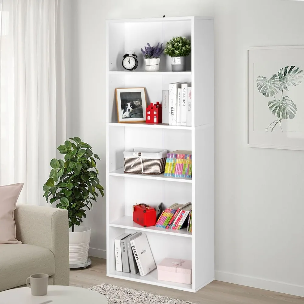 

5 Tier Bookshelf,Open Tall Bookcase with Adjustable Storage Shelves