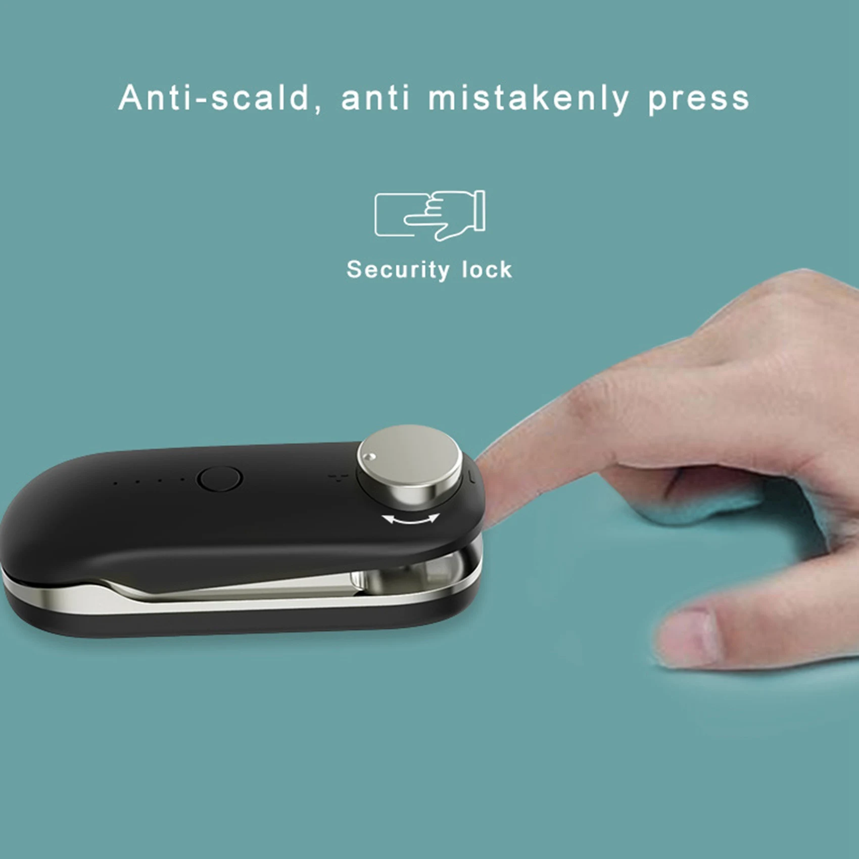 سدادة حقيبة صغيرة محمولة باليد ، سدادة حرارية سوداء ، سدادة حقيبة محمولة ، USB قابلة لإعادة الشحن ، السفر للمطبخ ، الطعام ، الوجبات الخفيفة