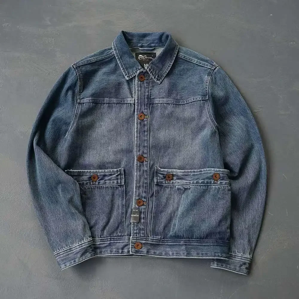 LNY Shop Top.Classic casual denim jacket.Rider short vintage blue coat.fashion mens 100% cotton cloth.retro work wear.