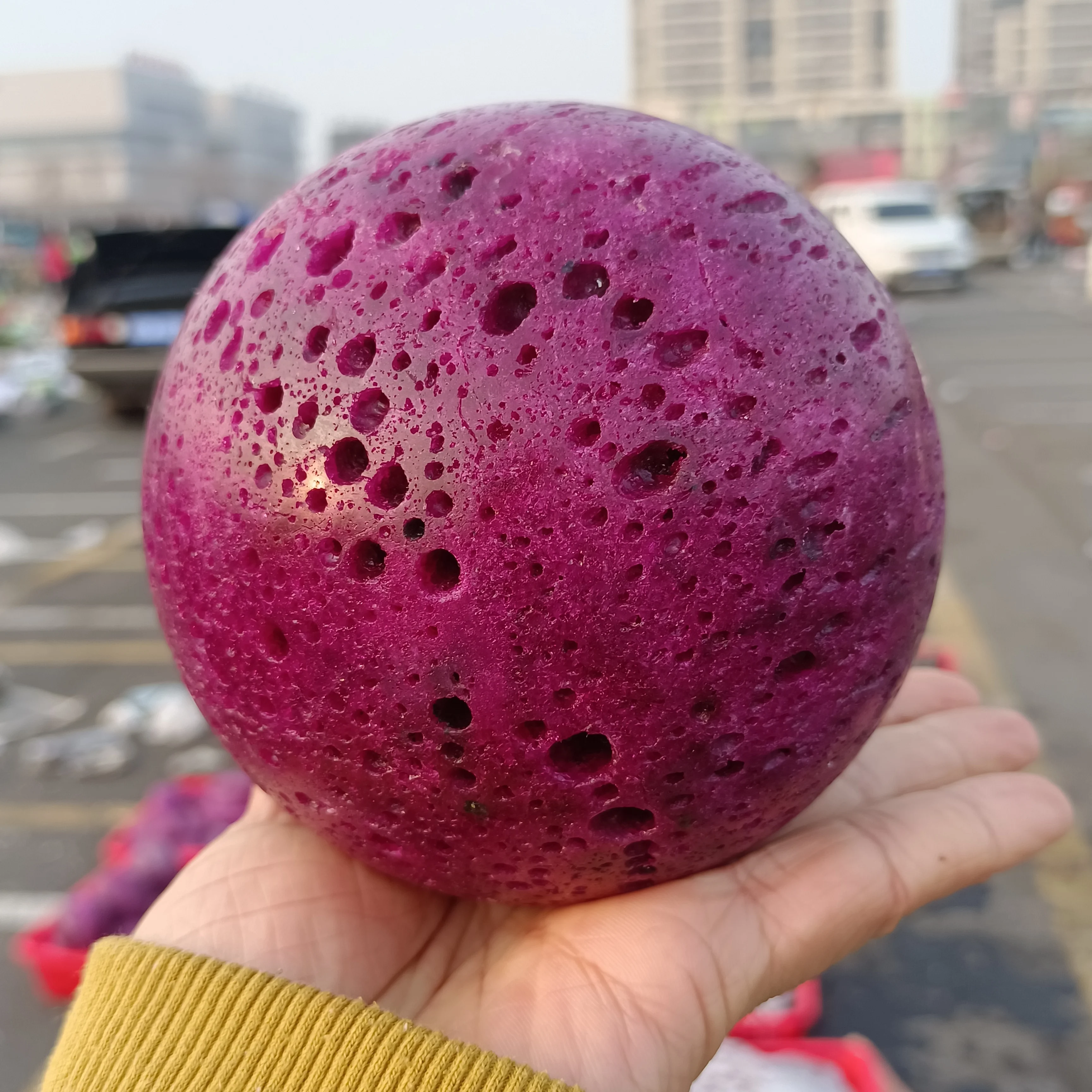 Huge Natural Ruby Ball,Quartz Crystal Red Gem Raw Carved Energy Ball,Mineral Reiki Healing Stone,Degaussing Divination Ball