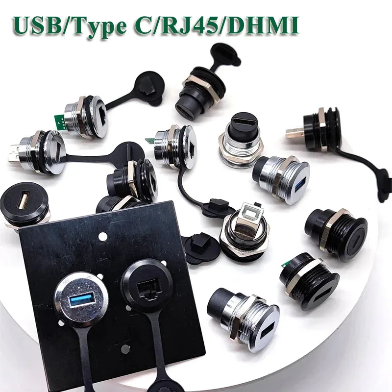 

Водонепроницаемый металлический D-образный круглый разъем M24 USB2.0-3.0 HDMI RJ45 CAT6 для передачи данных и сетевых подключений