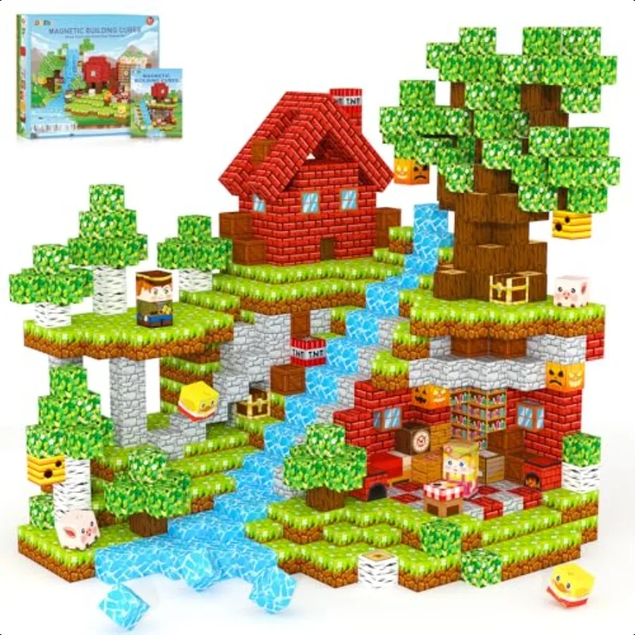 

Magnetic Blocks Games Building Toys for 3 4 5 6 7 8 9 10 11 12 Year Old Boys Girls Magnetic Tiles Cubes STEM Sensory Toys for T