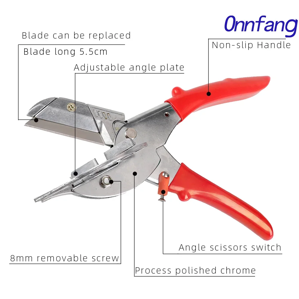 Onnfang 45-135 Degree Angle Shear Scissors Suit Stainless steel Angle Scissors Plastic Pipe Hose Scissor For Plumbing Tools