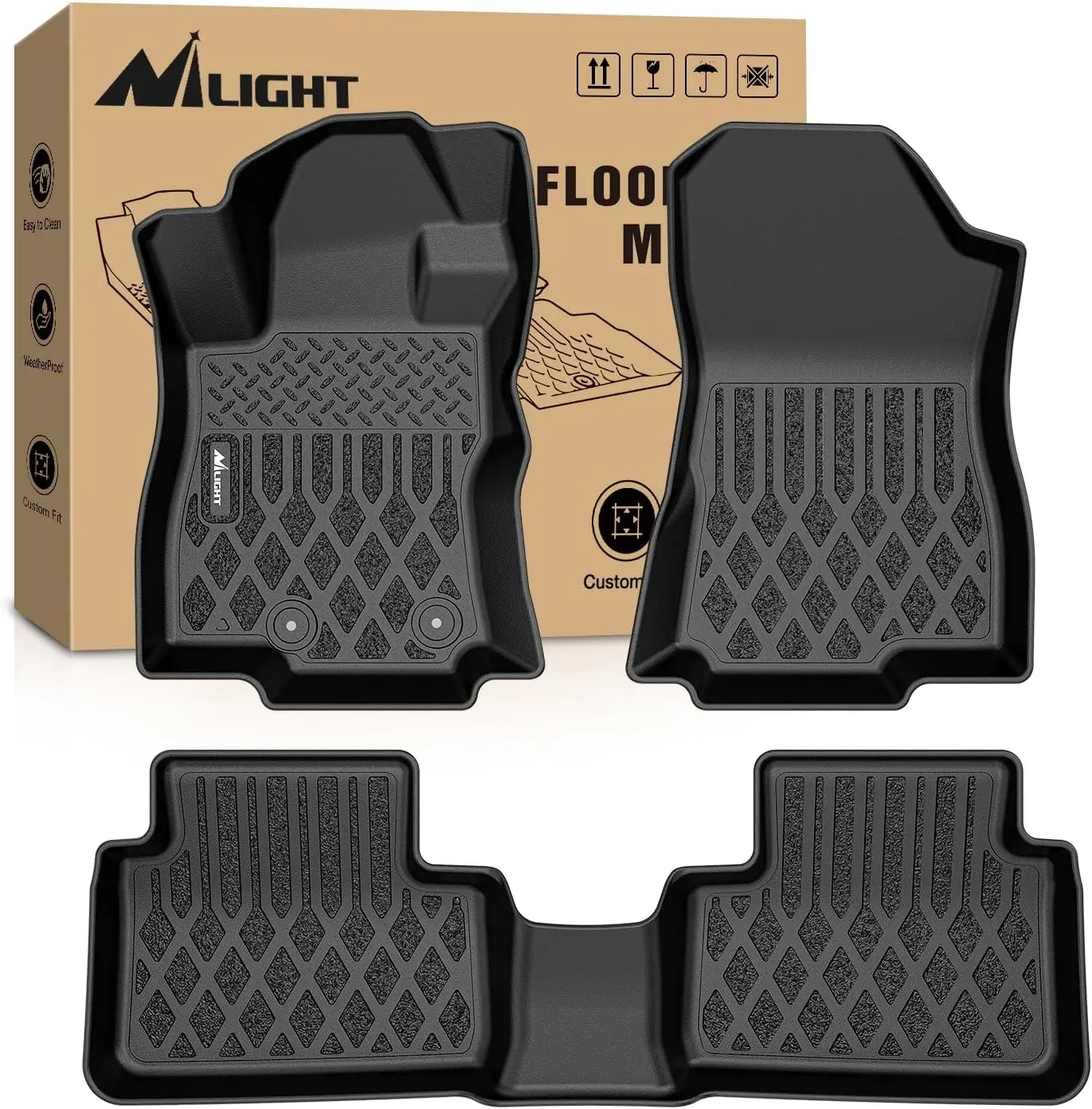 Nilight TPE Floor Mats for Subaru Forester/Ascent/Solterra/Crosstrek/ Legacy Outback/WRX All Weather Custom Fit Heavy Duty Floor Liners