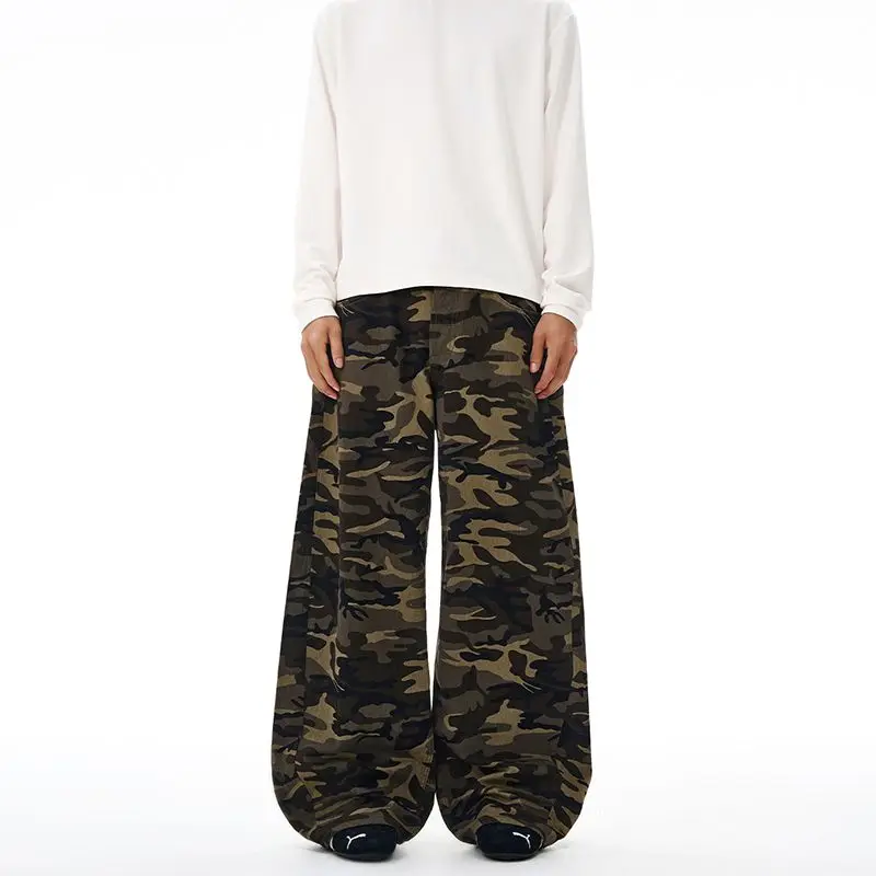 

Autumn And Winter American High Street Retro Wide Leg Camouflage Casual Pants For Men And Women Straight Leg Long Pants Trendy