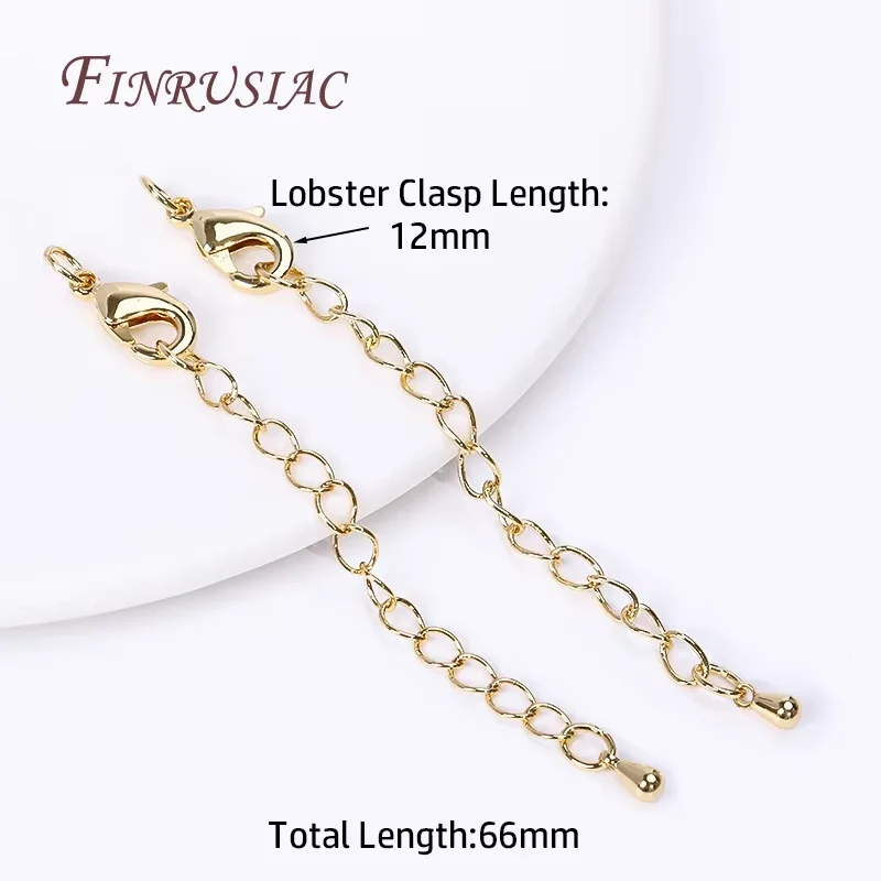 18K Vergulde 6CM Verlengketting Voor Sieraden Maken DIY Accessoires, Staartketting Met Kreeft Sluitingen Connectors Voor Armbanden