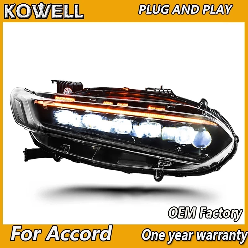 KOWELL Car Styling for Honda Accord Head Light 2018-2019 Accord 10 10th Head Lamp DRL Turn Signal Low High Beam Projector Lens