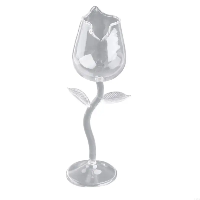 

34YA 100ml Creatives Rose Flower Goblet Glass For Home Party Easy to Hold Use