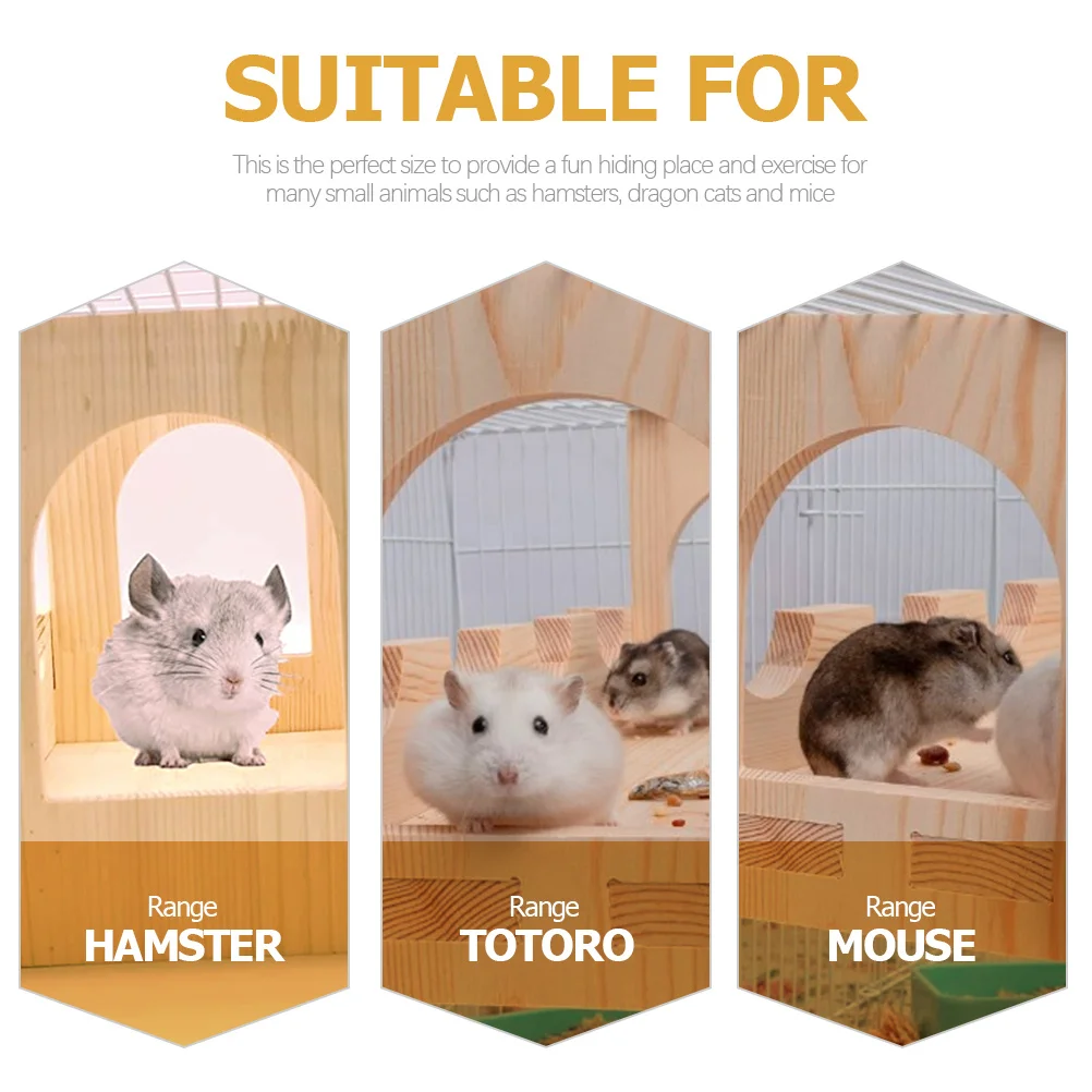 

1Set Wooden Small Pets Hanging Bridge Sturdy Lightweight Pet Cage Small Animal Climbing Play Hideout Chinchilla Hamster Guinea