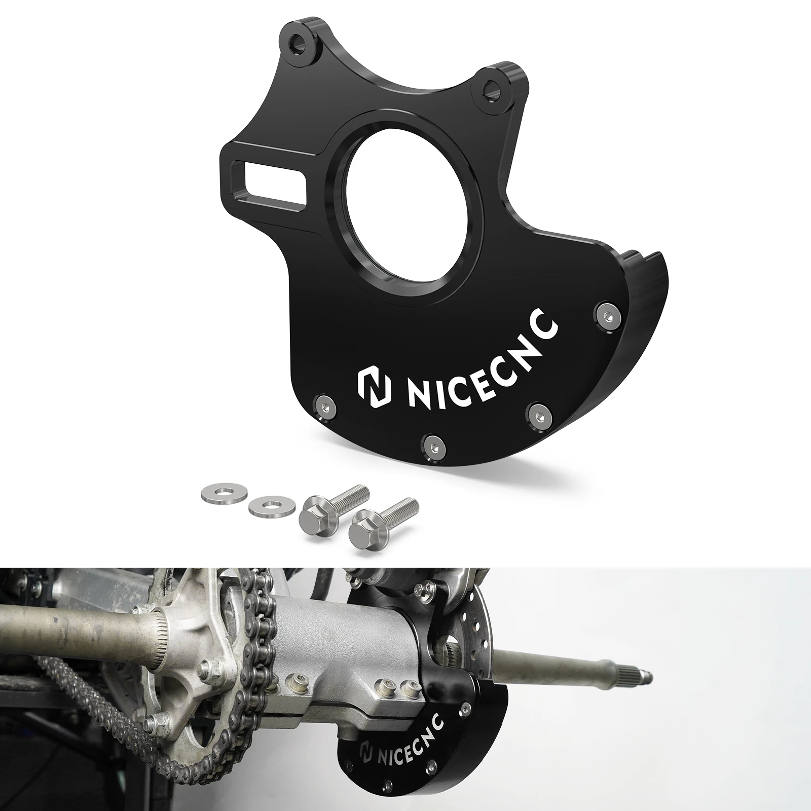 NICECNC Für Honda TRX450ER 2006-2014 Hintere Bremssattelhalterung & Rotor-Schutz Für Honda TRX450R 2004-2009 ATV Ersetzt 43211-HP1-000 – Detail 12