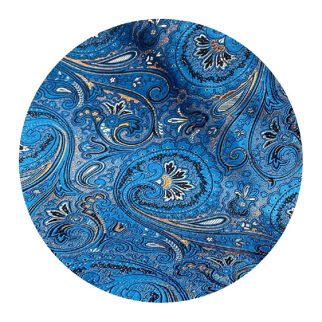 Pipa woven brocade jacquard fabric, navy blue, large European flower border ethnic fabric view 5