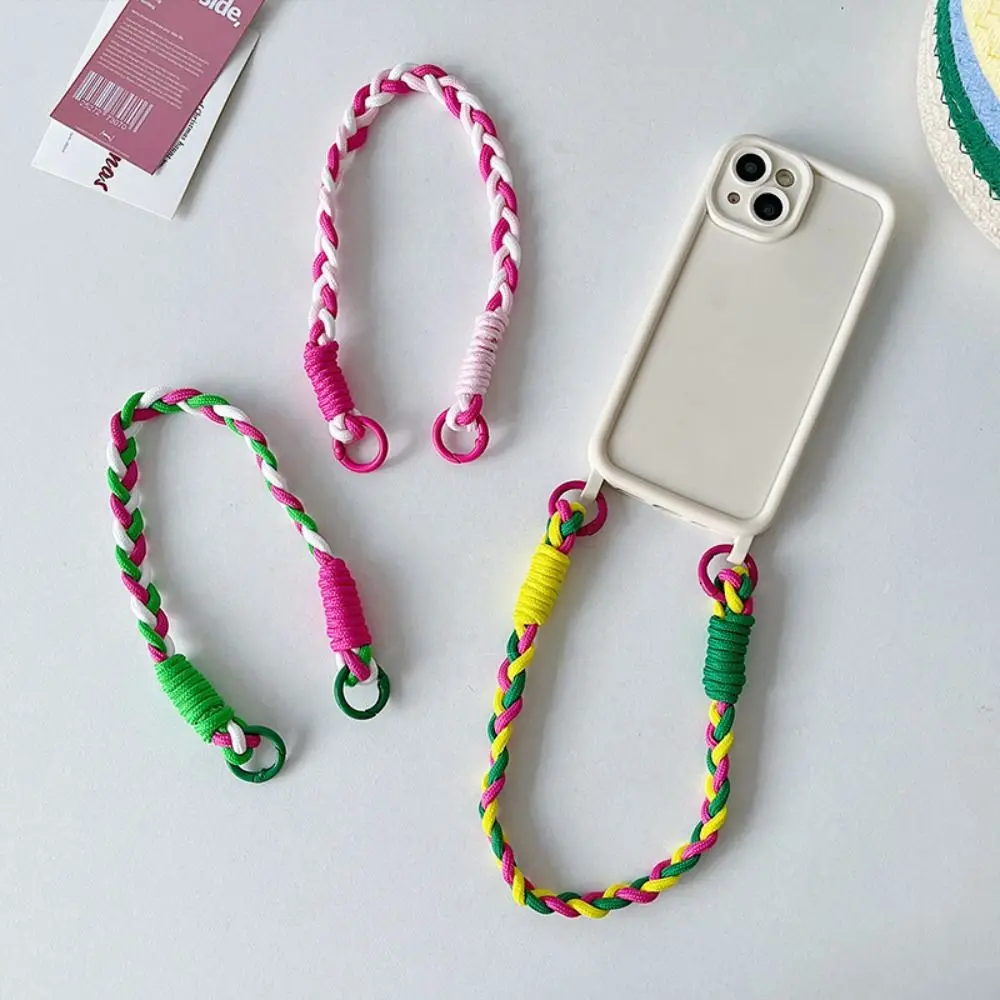 Candy Colors Nylon Mobile Phone Lanyard Portable Anti-lost Rope Simple Phone Wrist Straps Keychain Hanging Rope Phone Case Strap