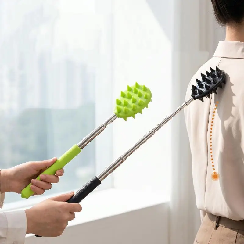 【WA】Durable Cactus Back Scratcher Massager Deep Itch Relief Adjustable Long Stick Body MassaCge Tool For Relaxation