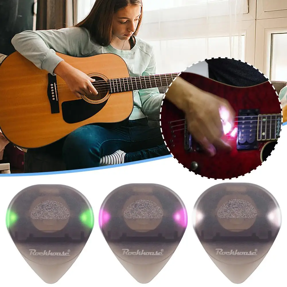 Guitar Touch Luminous Pick LED Light Stringed Instrument Plectrum Non-Slip Musical Stringed For Bass Electric Guitarists E9Q0