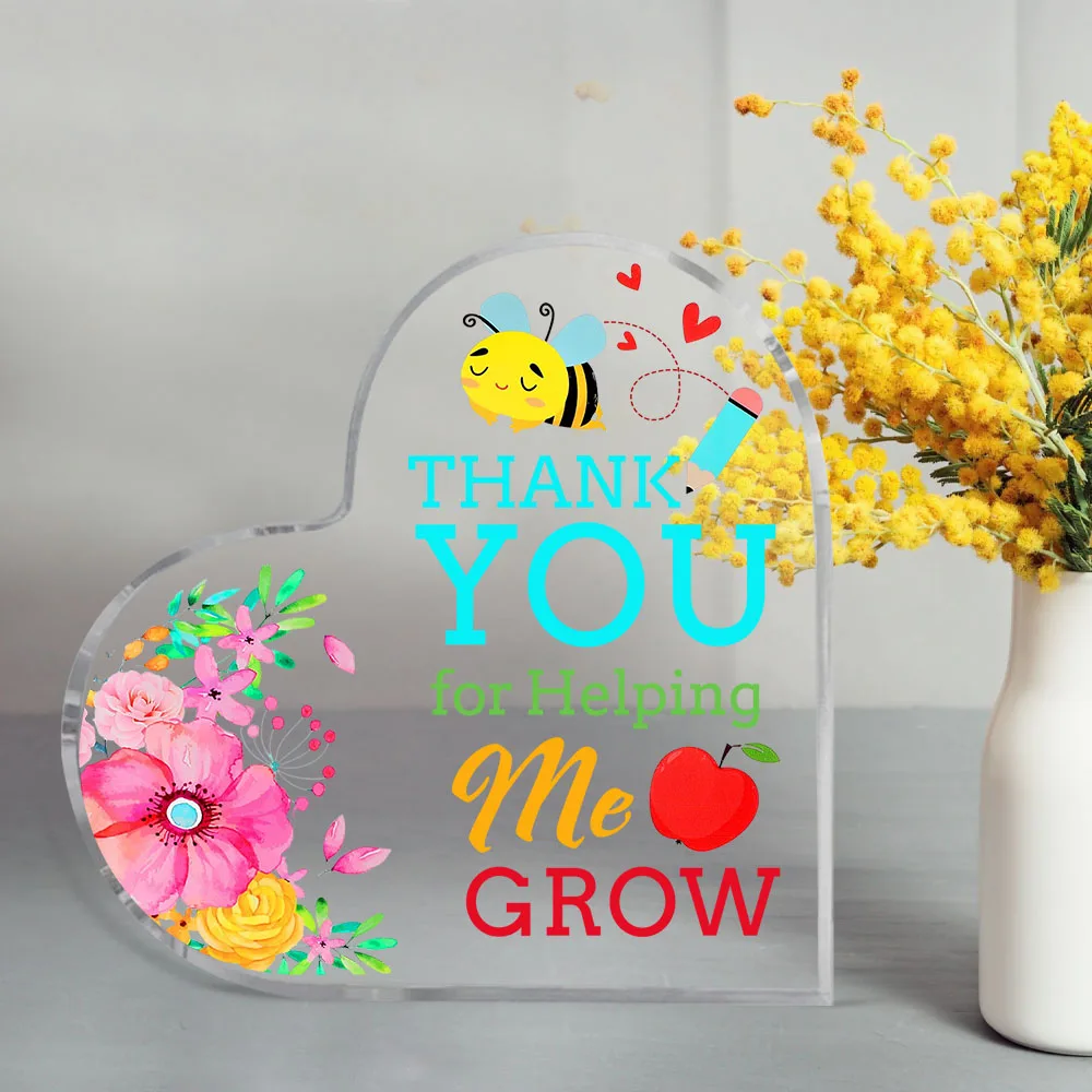 Acrylic Heart Teacher Appreciation Gift for Birthdays Thank You Christmas Decor Ideal for Classroom Desk