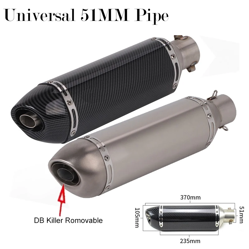 

Universal 51MM Motorcycle Exhaust Pipe DB Killer Muffler Escape For Tmax530 Msx125 GSR600 R7 Z750 Z900 RS Ninja400 Z400 GSX 250R