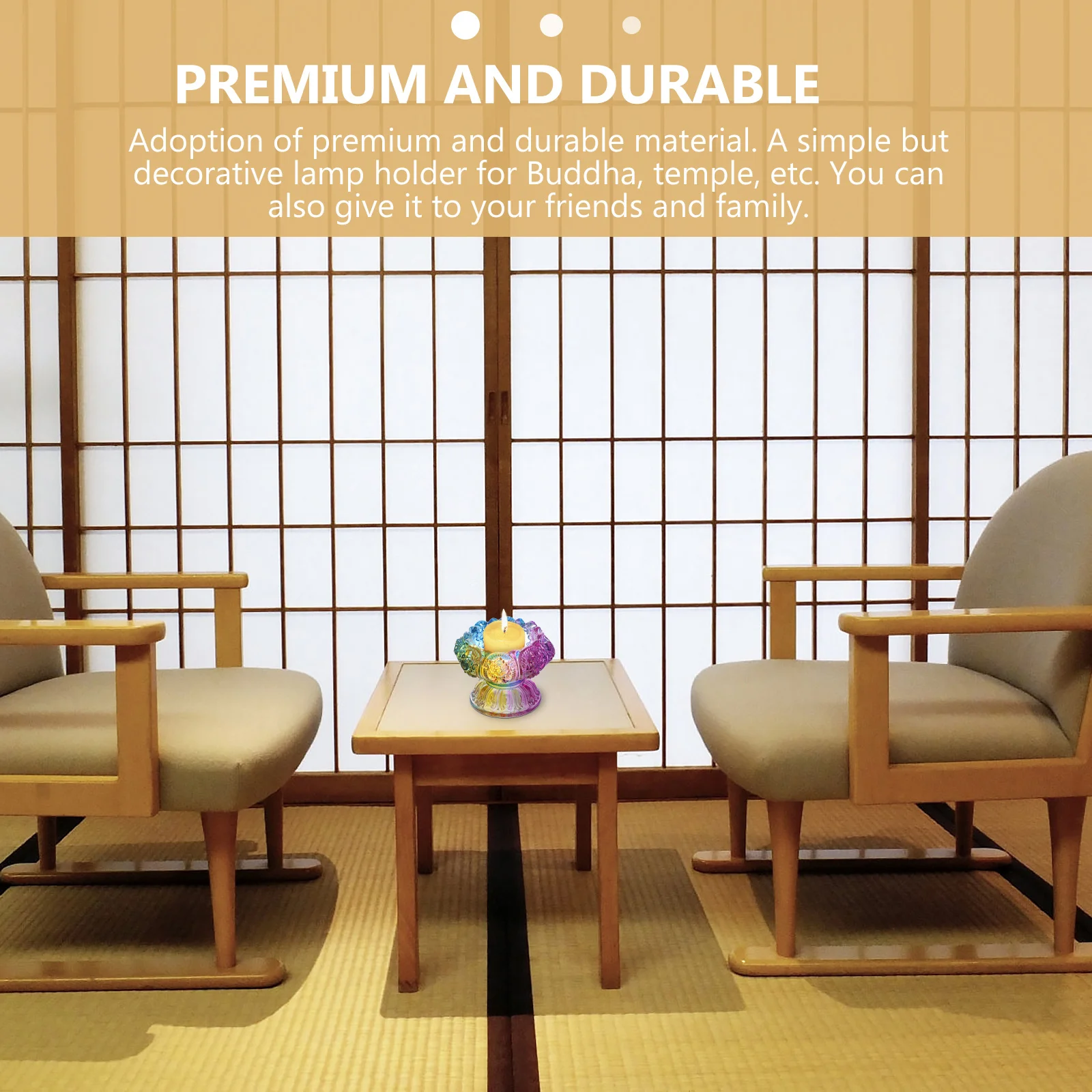 

2Pcs Butter Lamp Holder Lotus Stand Glazed Creative Lotus Shape Holder for Buddha Table Decor Buddhist Decoration