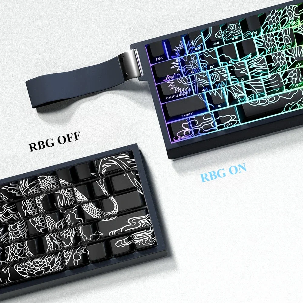 Dragon Key Cap 74 Key PBT Cherry Side Engraved Pattern RGB Translucent Key Cap Suitable for 60 61 65 68 Mechanical Keyboard