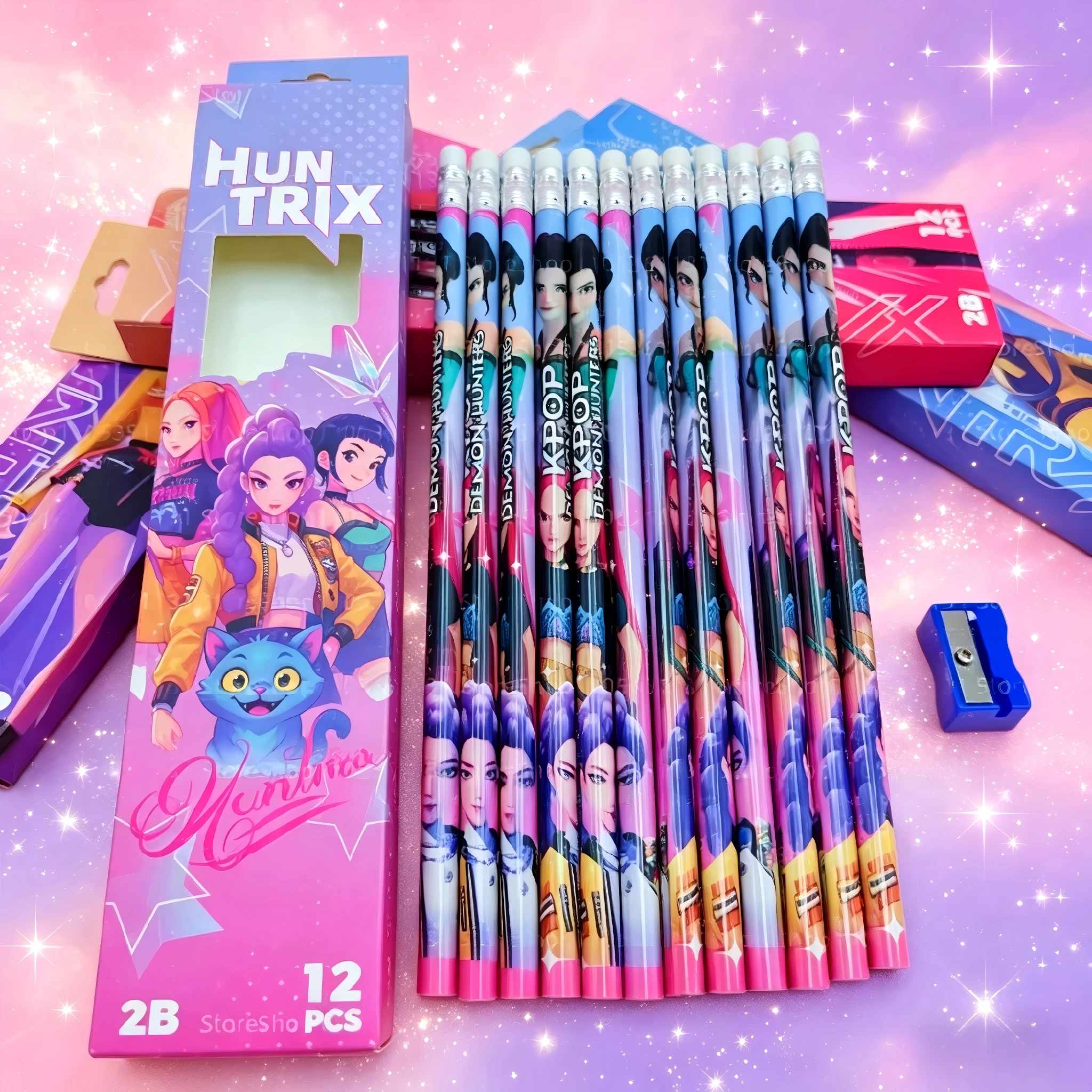 12Pcs 2B HB Colors Pencils Set Cute Cartoon Coloring Books Drawing Tracing Book Exam Writing Student Stationery For Kids Gift