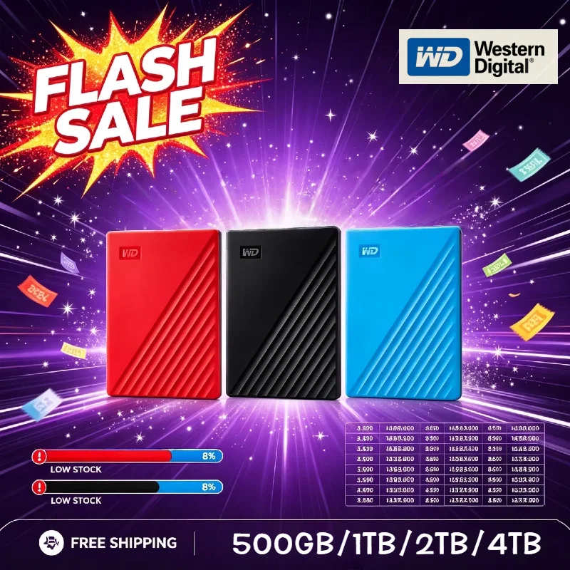 WD My Passport 1TB 2TB 4TB USB 3.0 External HDD Portable Encrypted High Speed Storage for Laptop PC Pro Max