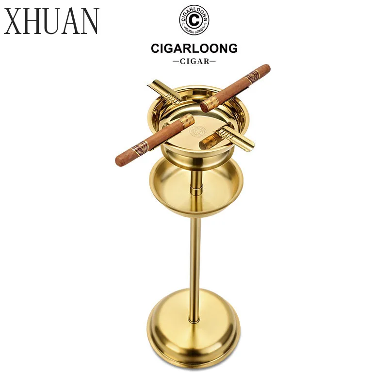 New Item Office Stainless Steel Round Standing Disassemble Cigar Ashtray With Middle Plate For Cigar Accessories