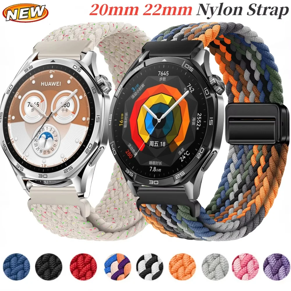 화웨이 워치 4, GT5, 4 프로용 나일론 스트랩, 어메이즈핏 GTR 3/4 통기성 손목 밴드, 삼성 갤럭시 워치 6, 5/4 벨트, 20mm, 22mm, 46mm