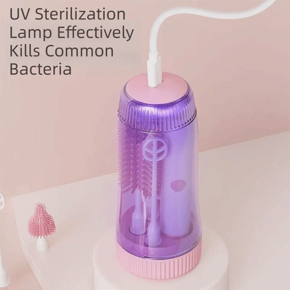 6-In-1 Electric Bottle Cleaning Brush Set Silicone UV Sterilization Baby Bottle Brush Portable Automatic for 1500mAh