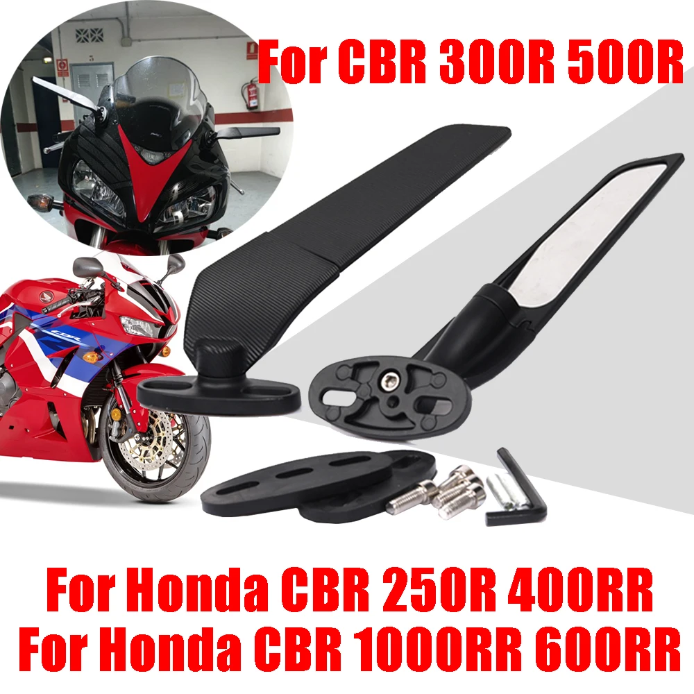 For Honda CBR1000RR CBR600RR CBR 600 250R 300R 400RR 500R Accessories Mirrors Wind Wing Adjustable Rotating Side Rearview Mirror