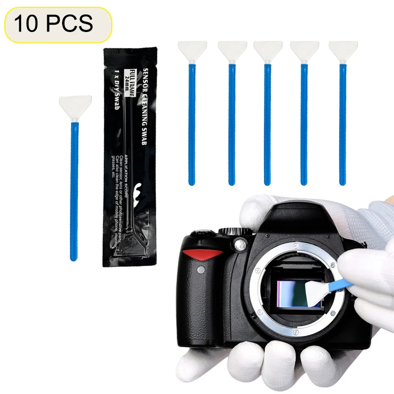 10Pcs Wet Cleaner Swab Dry Cleaner Swab for Nikon Sony Canon DSLR SLR CCD CMOS Digital Camera Lens Cleaning Tool