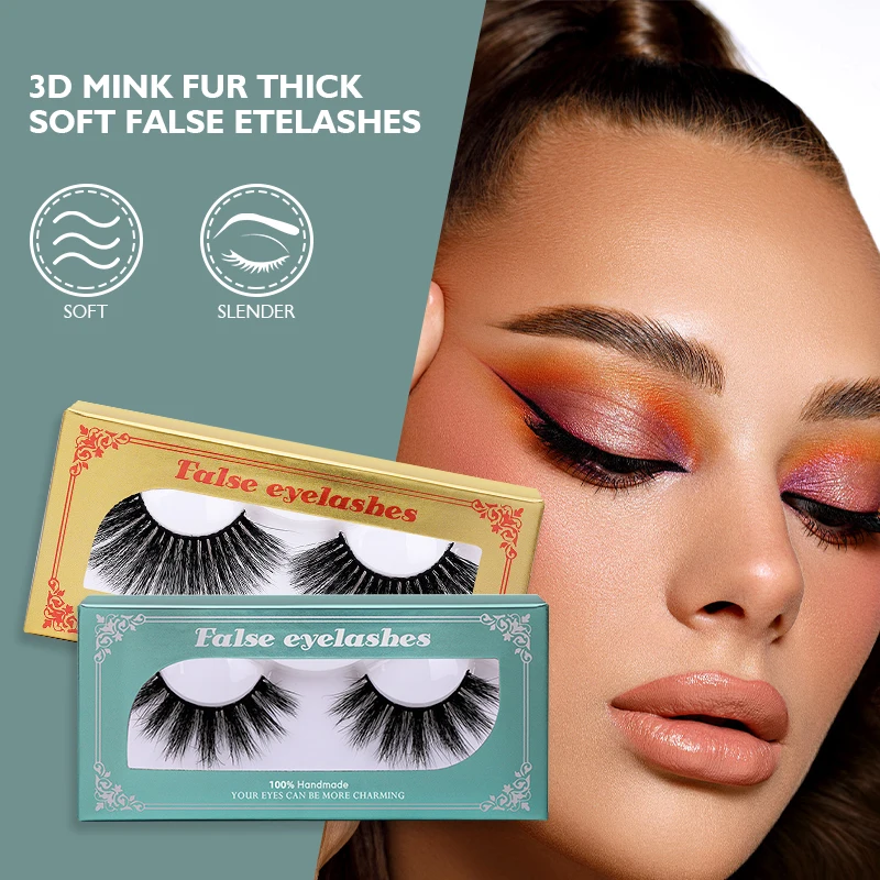 3D Mink Fur Thick Full Soft False Eyelashes Pair Lightweight Feel Lashes Extension Fake Eyelashes Mink Lashes Eyelash Supplies