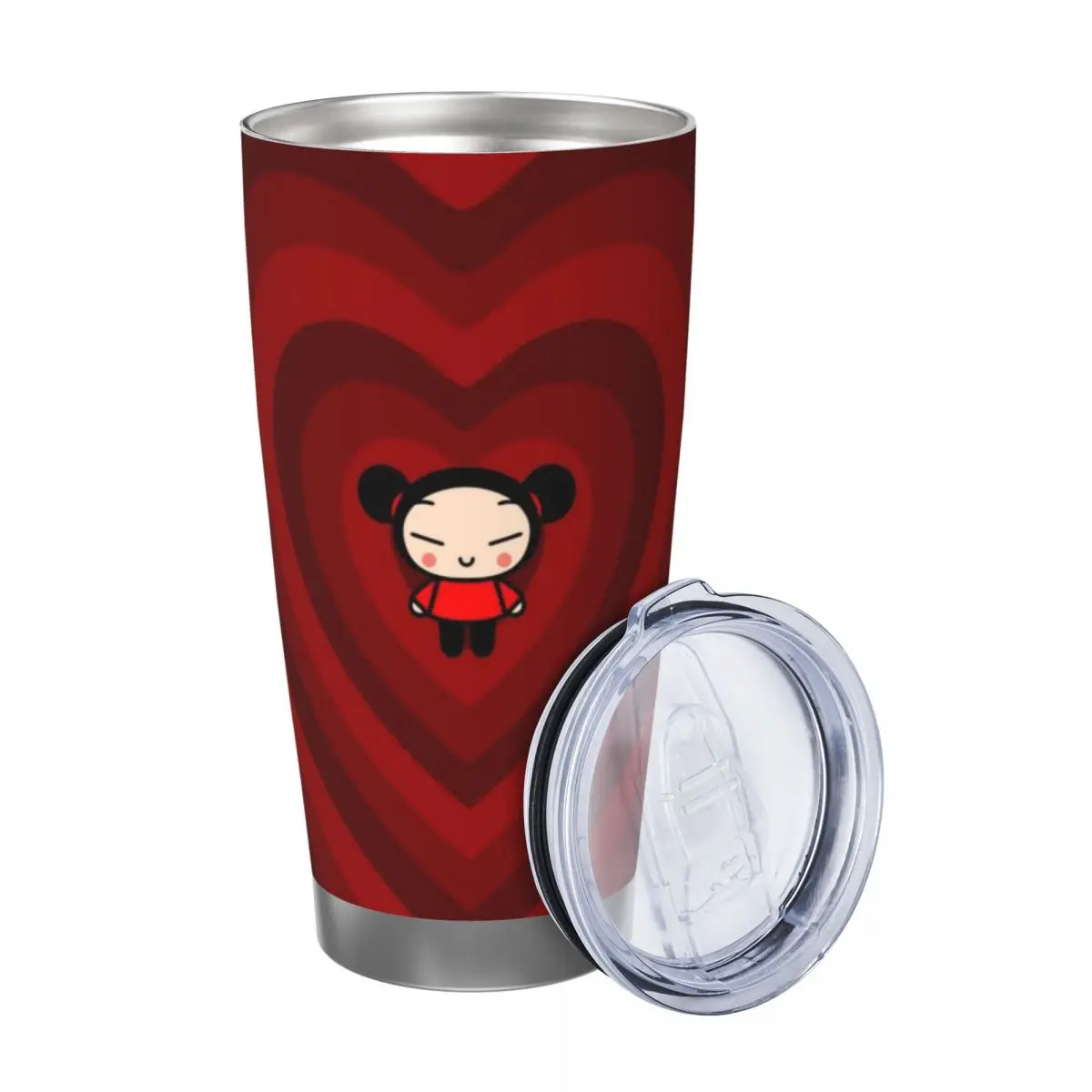 Cute Cartoon Pucca 20oz Stainless Steel Car Mug Straw Thermal Iced Travel Cup Vacuum Insulated Coffee Hot Cup