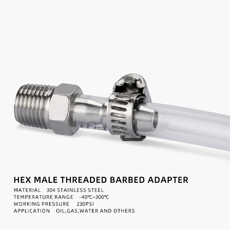 M3 M4 M5 M6 M8 Metric Male Thread To 3 4 5 6 8mm Hose Barb Tail Nipple 304 Stainless Steel Pipe Fitting Connector Air Water Gas