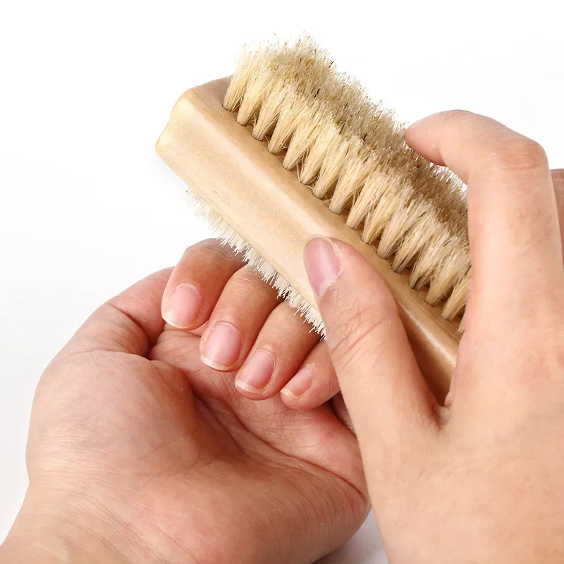

Double-sided Nail Brush Manicure Pedicure Wood Handle Soft Remove Dust Nail Cleaning Brush For Nail Care Scrubbing Tools