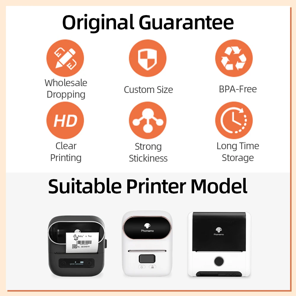 Label Sticker for Phomemo M110 M220 M221 M120 Mini Portable Printer 20-50mm Thermal Label Printer Stickers Pocket Labeling Maker