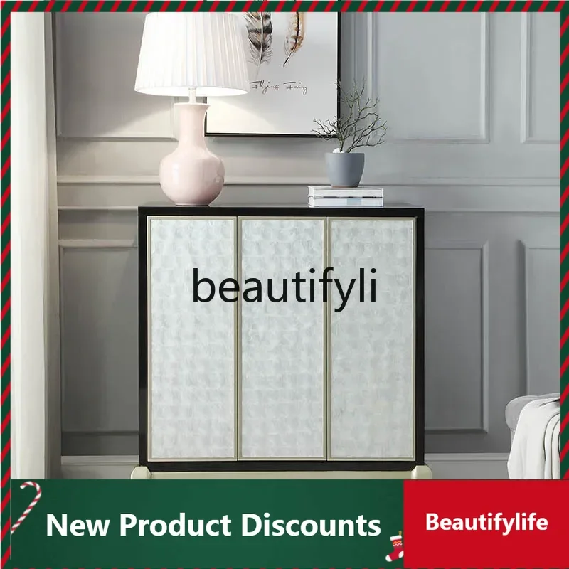 

Light luxury solid wood shoe cabinet household entry living room decorative cabinet storage cabinet D80