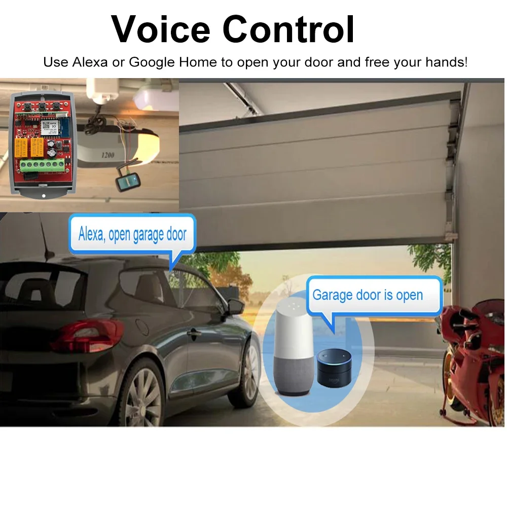 Imagem -05 - Tuya Garagem Inteligente Abridor de Porta Metal Teclado sem Fio Rolling Code Receiver Transmissor Controle Remoto 2ch 433mhz Rf433