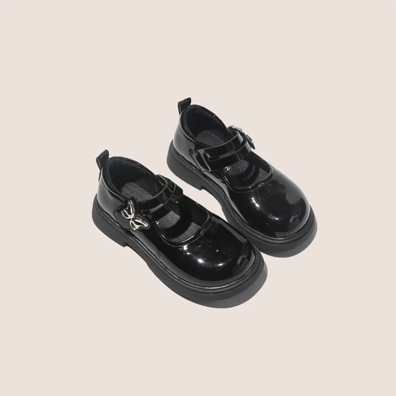 Children\'s Leather Shoes 2024 New Non-slip Princess Shoes for Girls Fashion Versatile Kids Causal Black Mary Jane Shoes Sweet