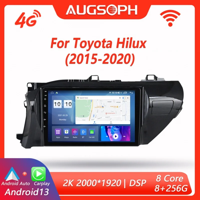 

Android 13 Car Radio for Toyota Hilux LHD 2015-2020, 10inch 2K Multimedia Player with 4G Carplay DSP & 2Din GPS Navigation.