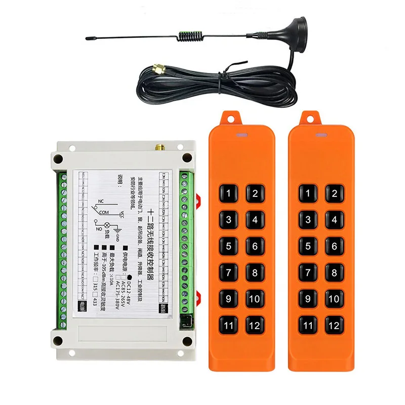 

3000m DC12V 24V 36-48V 12CH Radio Controller RF Wireless Remote Control Overhead travelling crane System Receiver 868Mhz Remote