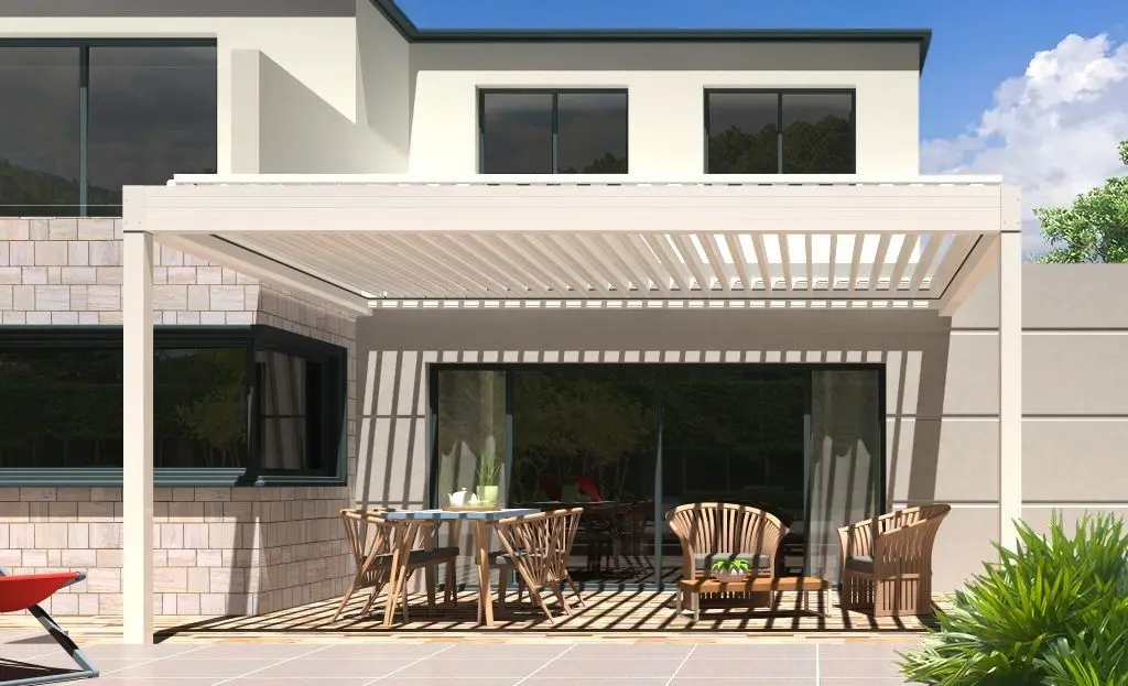 Customized Motorized Carport Waterproof Outdoor Furniture Aluminium Pergola Morden Gazebo Canopies with Adjustable Louvered Roof