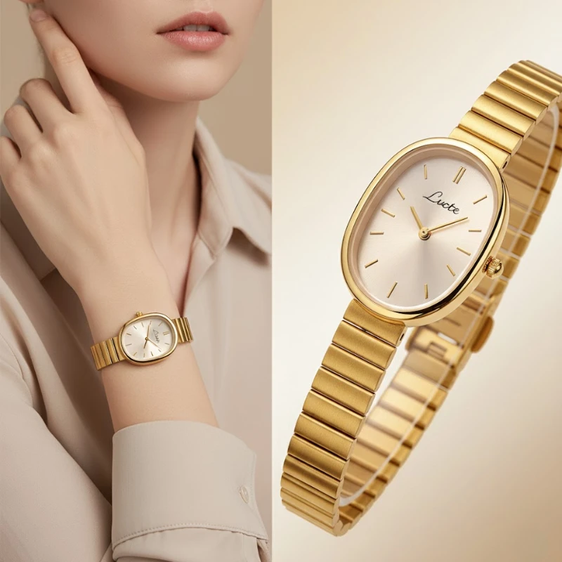 

Новые модные женские кварцевые часы, роскошные часы Ins Style с золотым браслетом для женщин, элегантное платье, женские часы reloj mujer