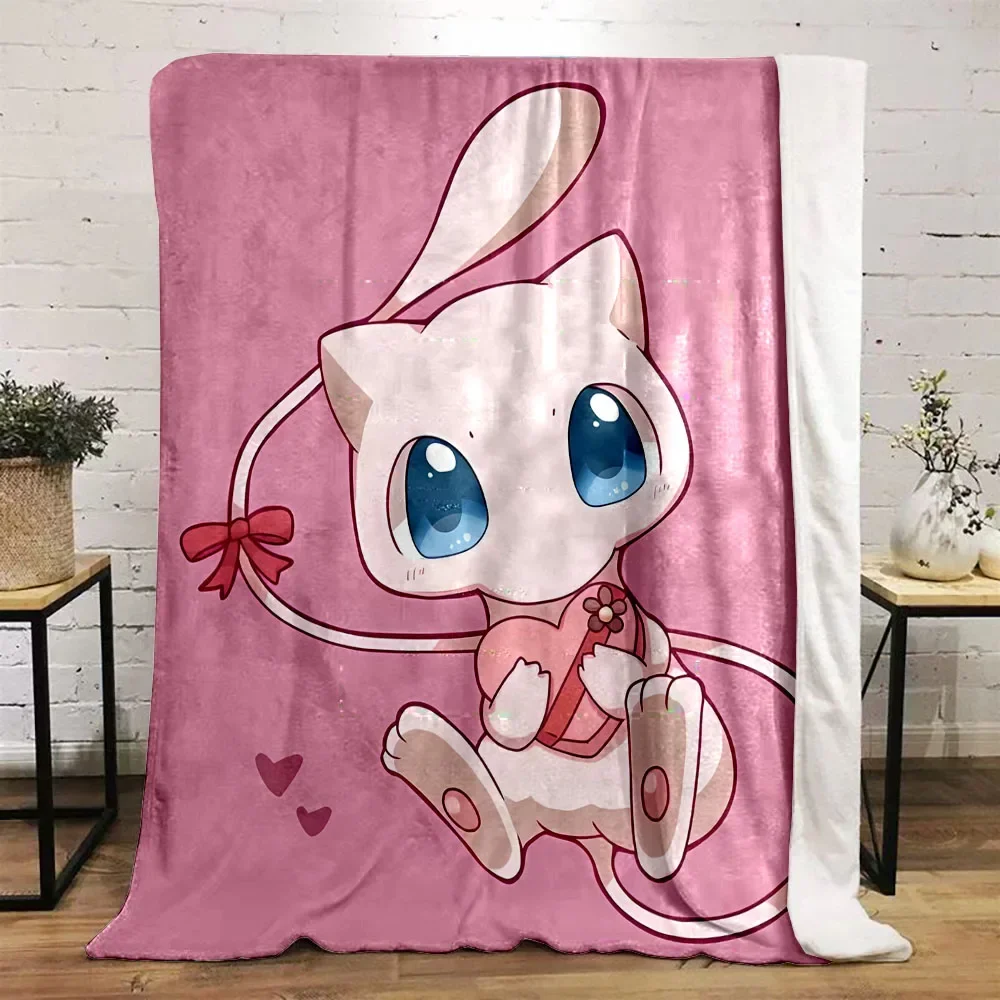 Pokemon-mew Printed Blanket for Home Travel Soft and Comfortable Blanket for Adults and Children Cartoon Warm Blanket Gift