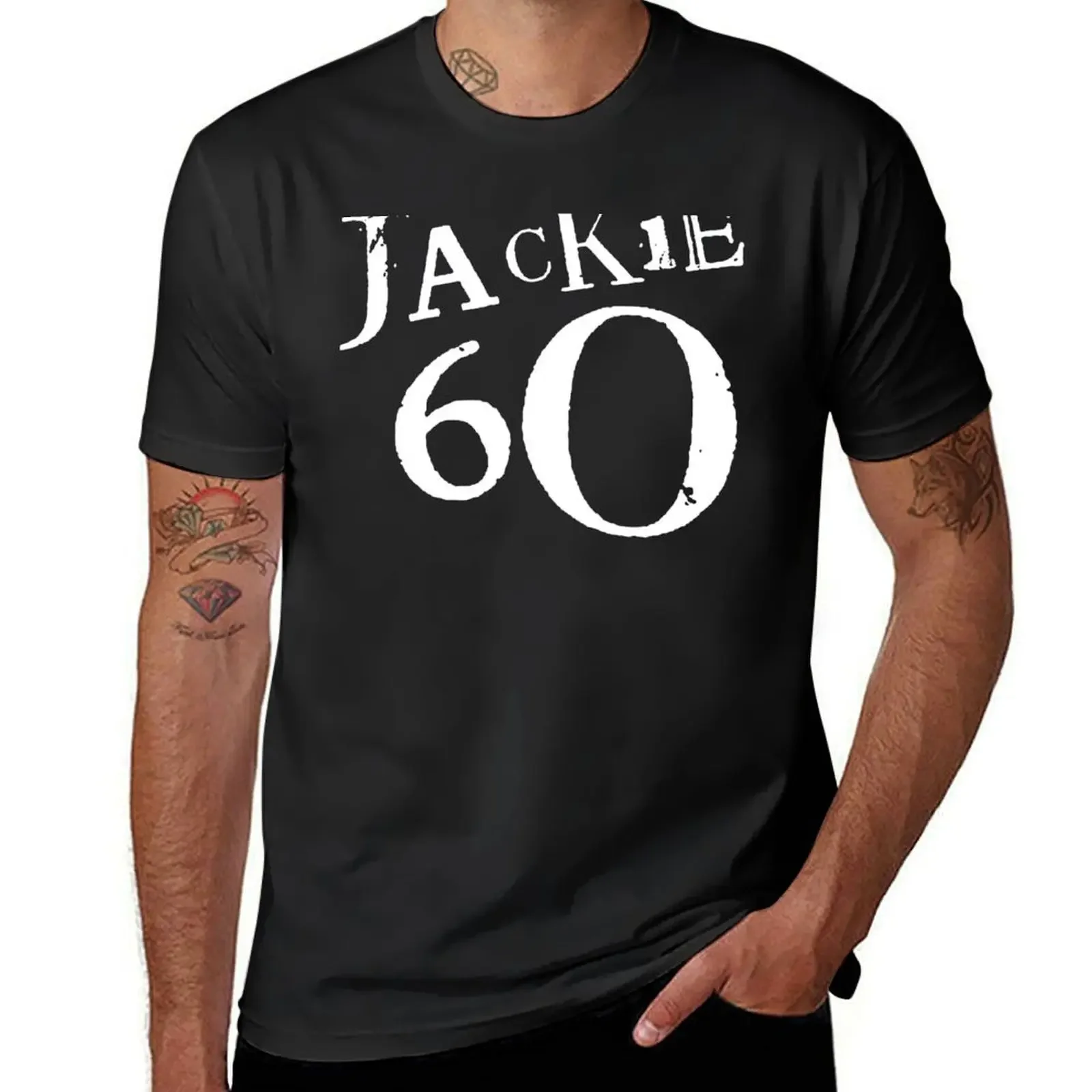 

Jackie 60 Classic White Logo on Black Gear T-Shirt baggy shirts shirts graphic vintage t shirts oversized t shirt t men