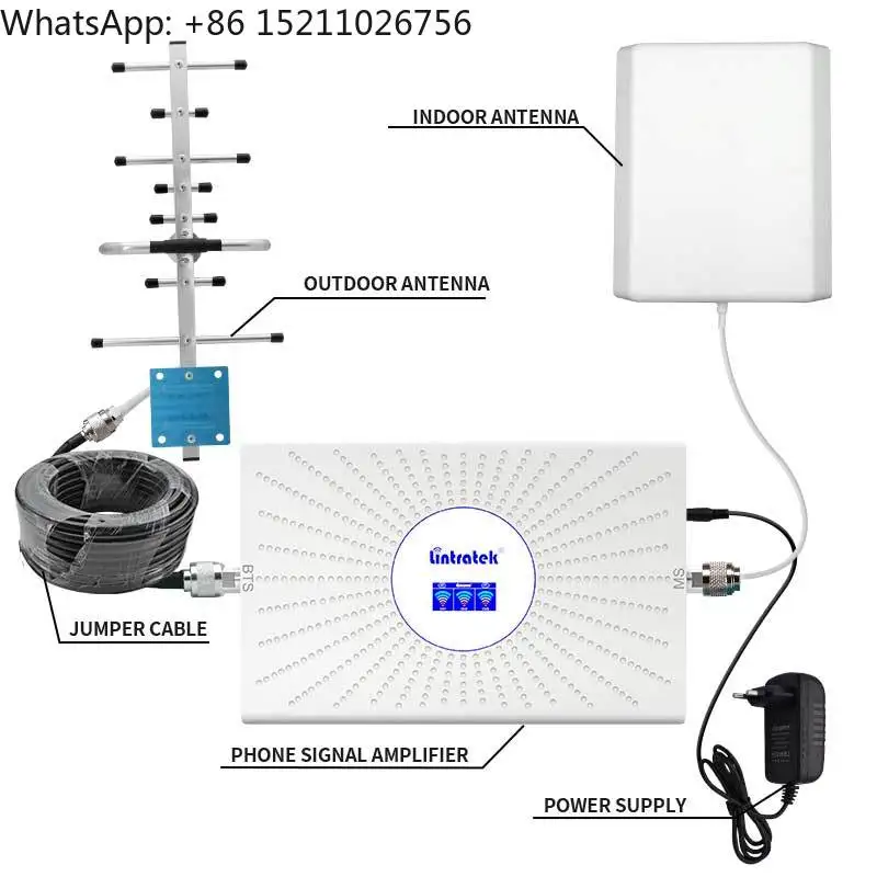 Lintratek 3 نطاقات إشارة الداعم مكرر الخلوية 900 1800 2100 ميجا هرتز المحمول 3g 4g الهاتف المحمول شبكة إشارة الداعم Gsm المجتمع